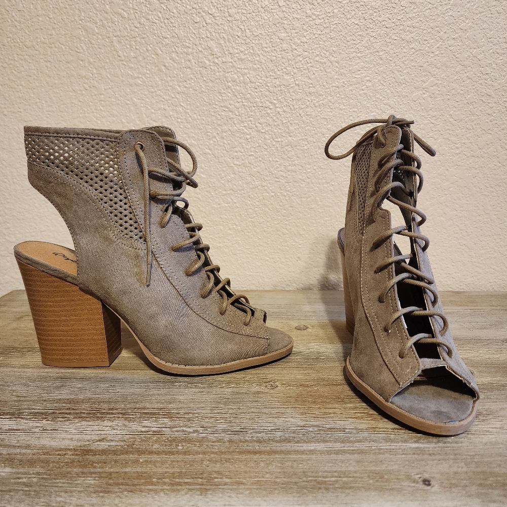 Qupid lace up booties